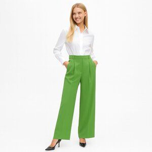 ZARA Green XS High-Waisted Straight Leg Trousers
